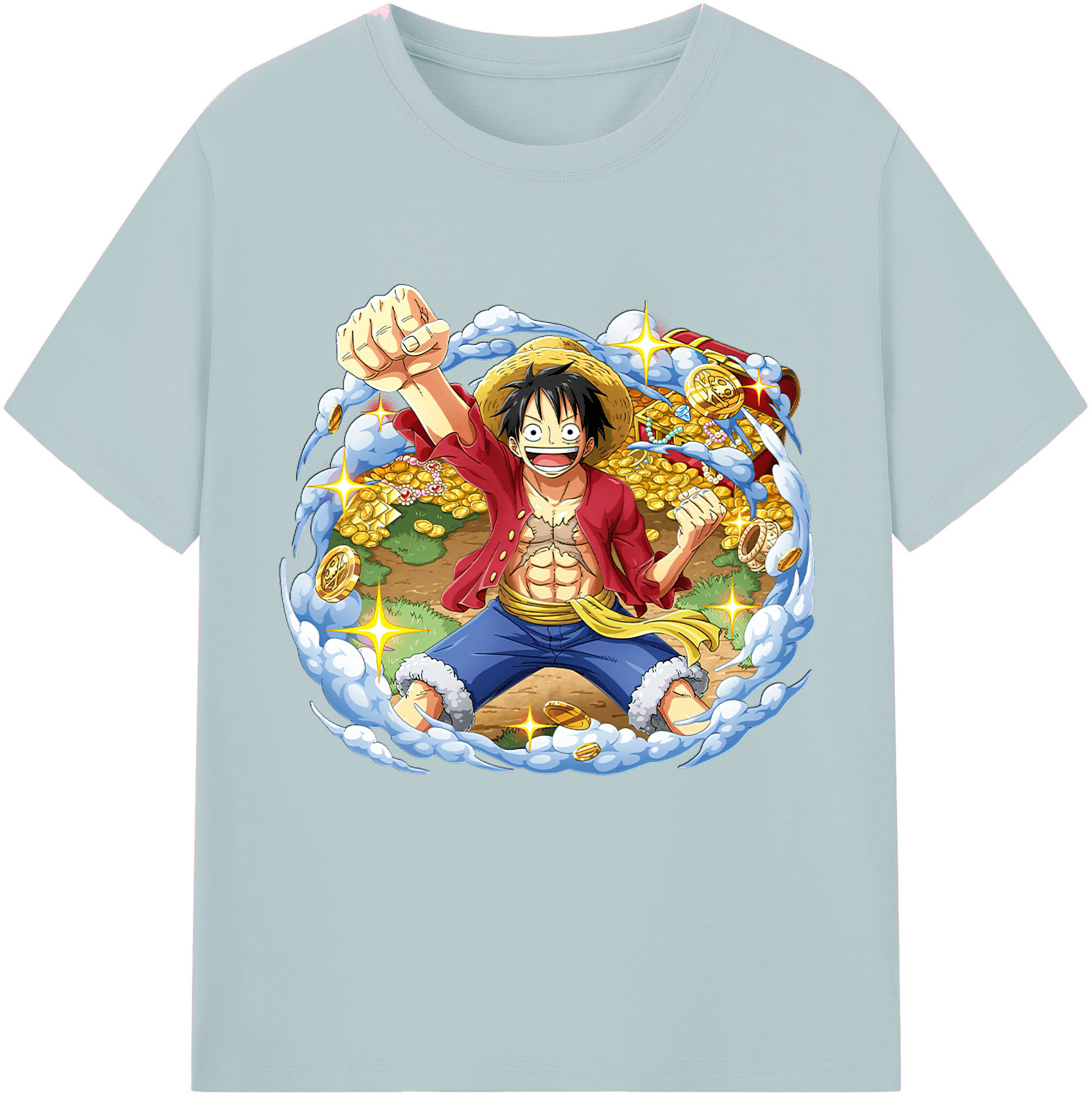 ワンピース モンキー・D・ルフィ ONE PIECE Monkey D. Luffy 綿100％半袖Tシャツ（フロントプリント）